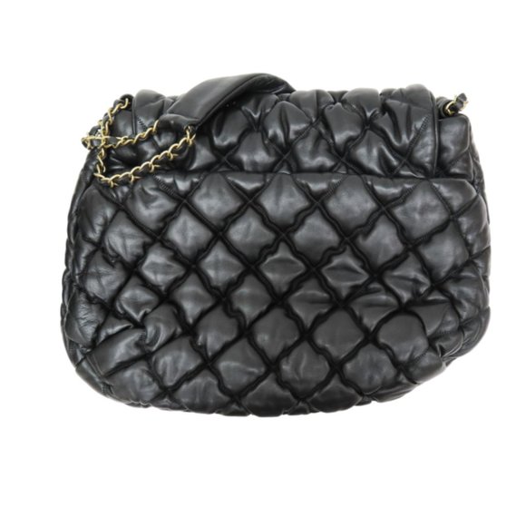 CHANEL Black Bubble Quilted Leather Flap Shoulder Handbag - Picture 2 of 3